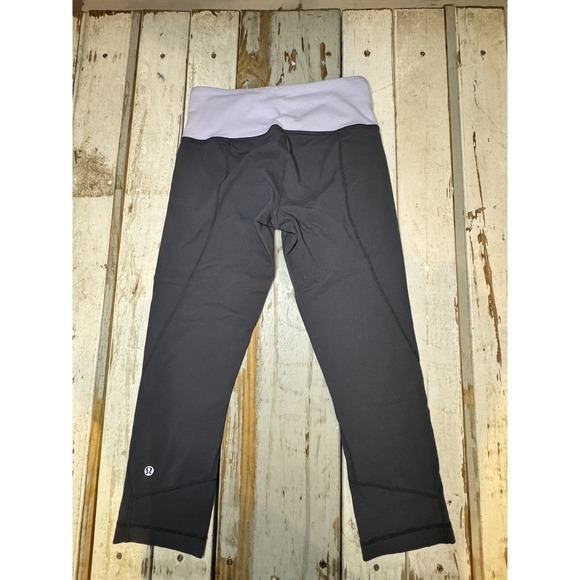 Lululemon Size 4 Power Pose Crop Gray Lilac thick luon purple yoga Leggings - Picture 8 of 8